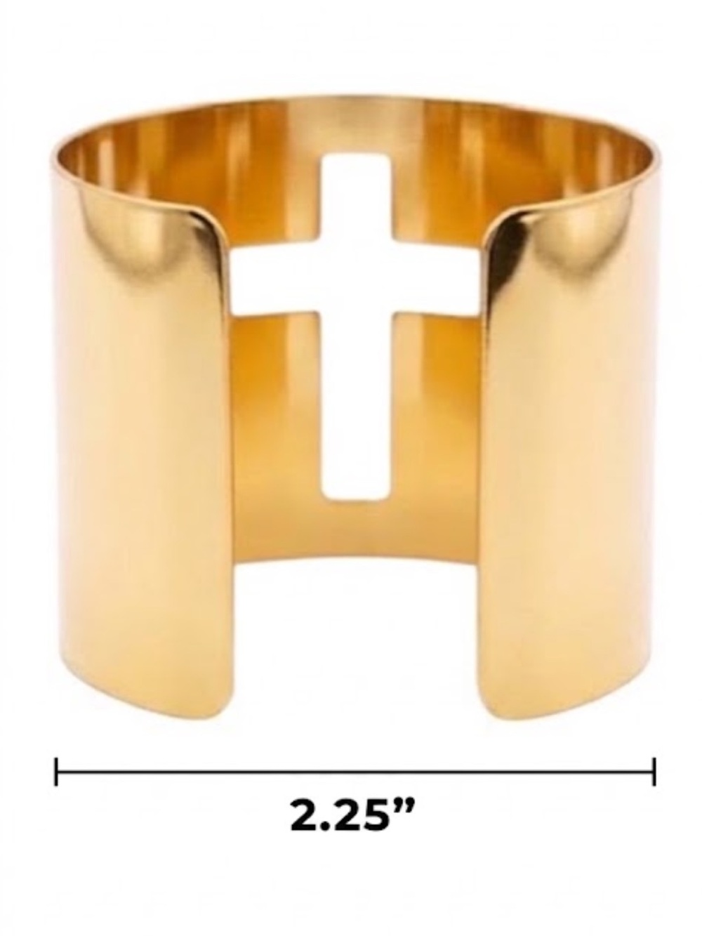 New Gold Cross Cuff Bracelet Religious Statement Wide Cutout Bangle - Picture 5 of 7